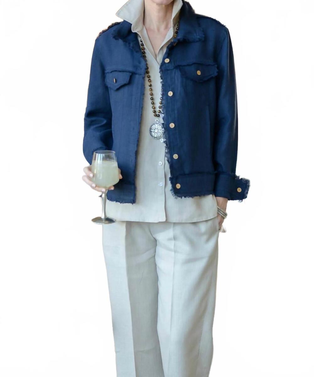NEW CROWN LINEN jessie linen jacket in navy